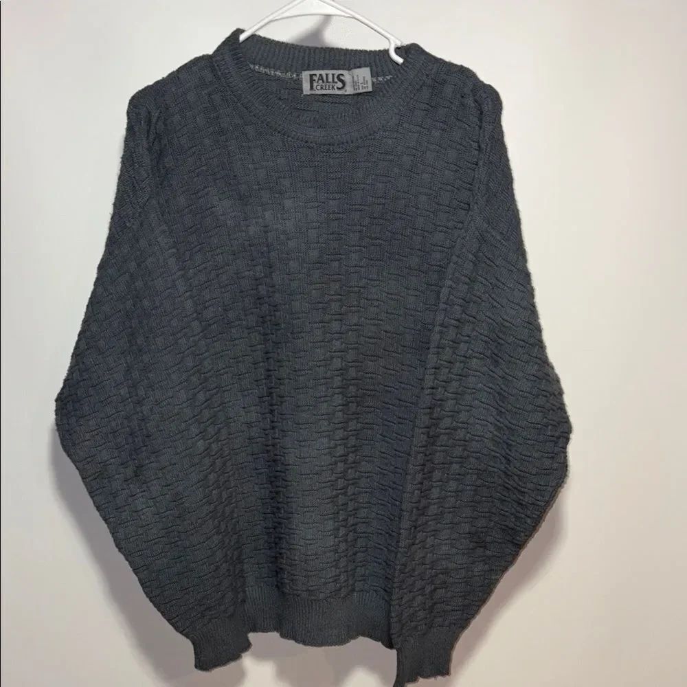 Vintage Falls Creek Gray Crewneck Sweater Textured Knit